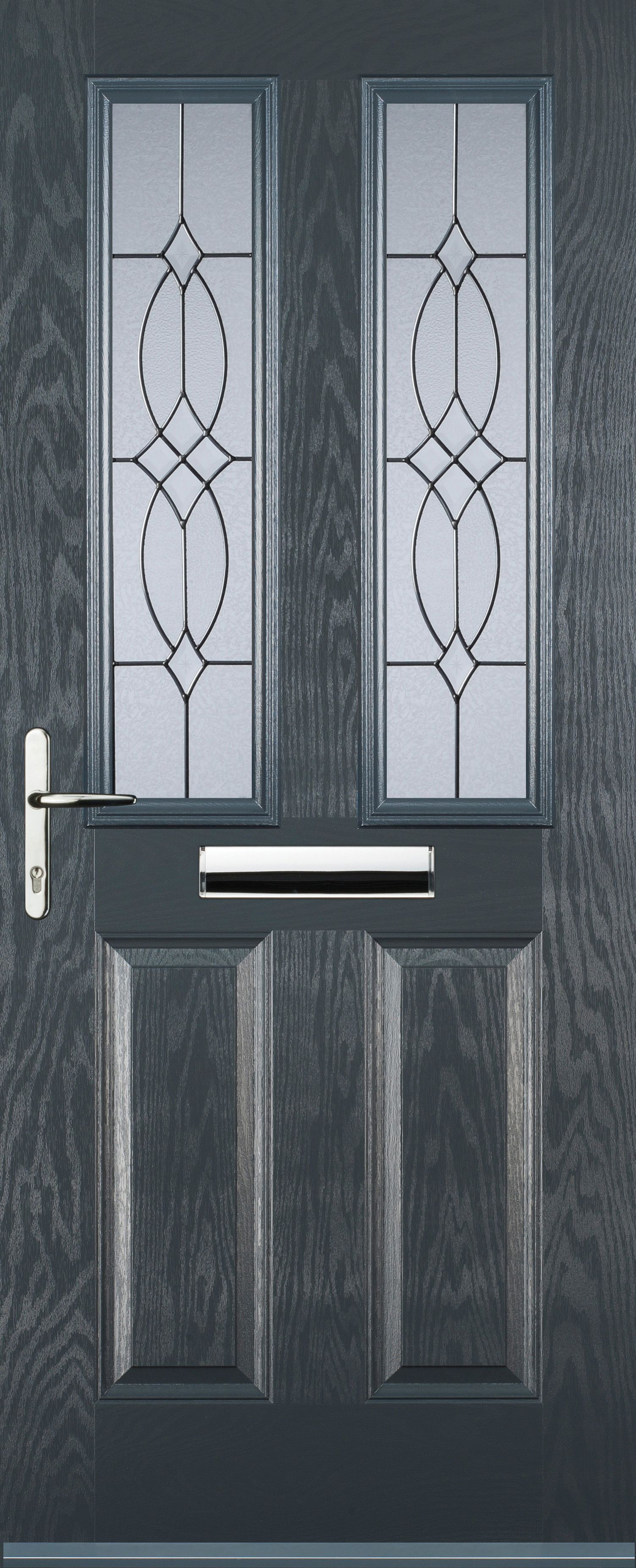 Image of Euramax 2 Panel 2 Square Right Hand Grey Composite Door - 880 x 2100mm