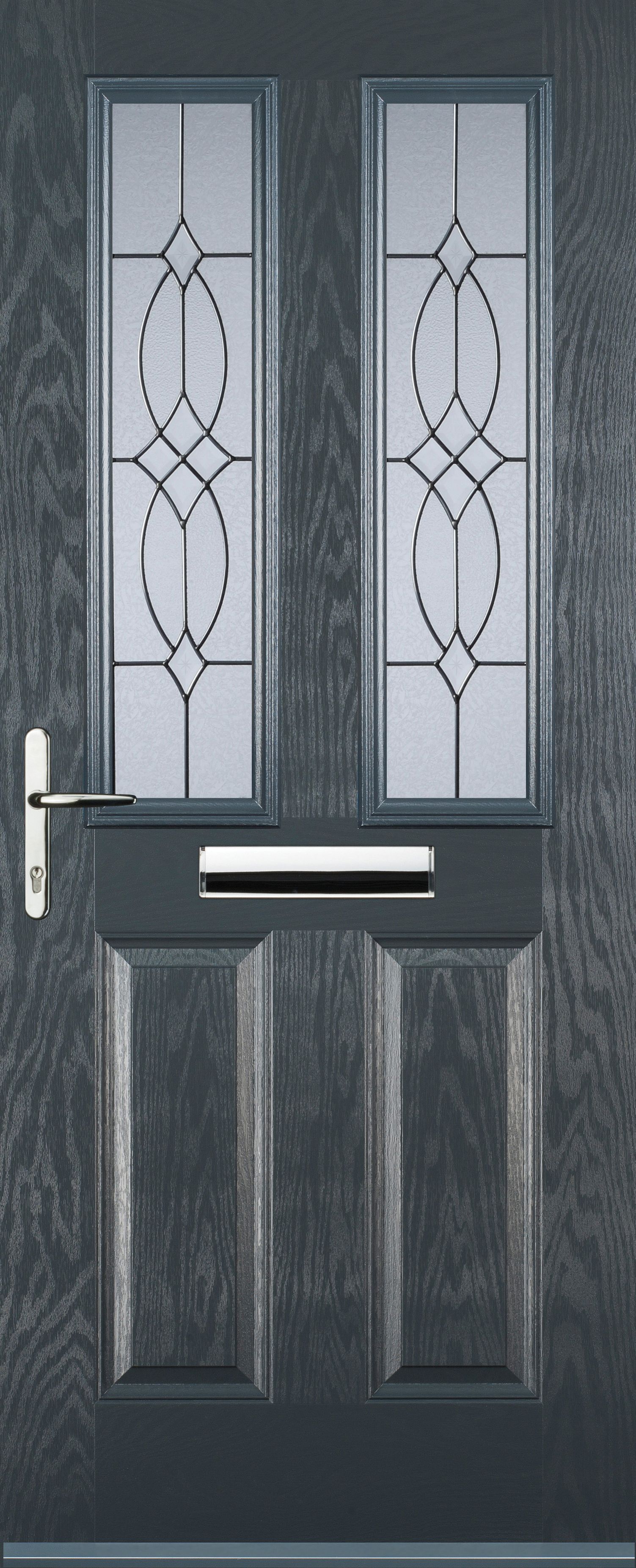 Euramax 2 Panel 2 Square Right Hand Grey Composite Door - 880 x 2100mm