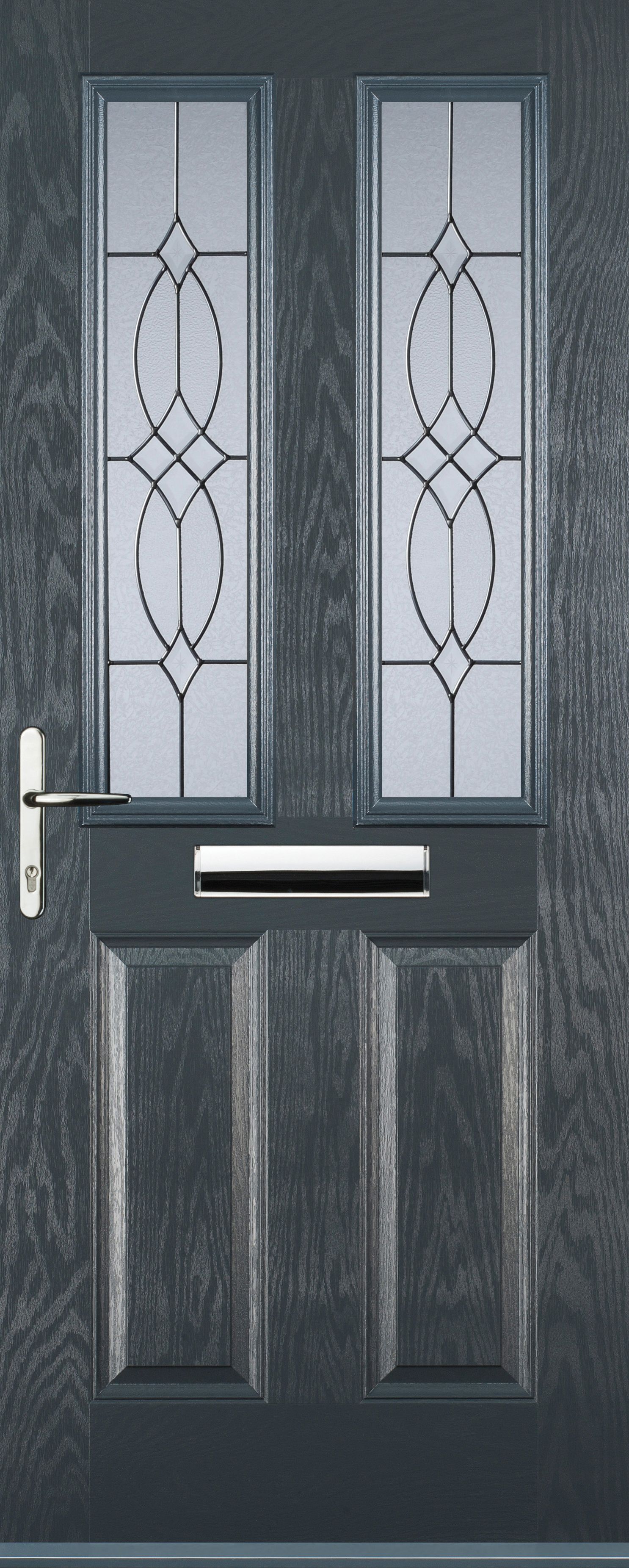Image of Euramax 2 Panel 2 Square Right Hand Grey Composite Door - 840 x 2100mm
