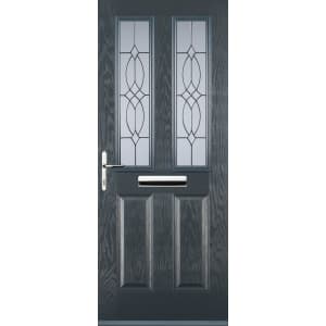 Image of Euramax 2 Panel 2 Square Right Hand Grey Composite Door - 840 x 2100mm