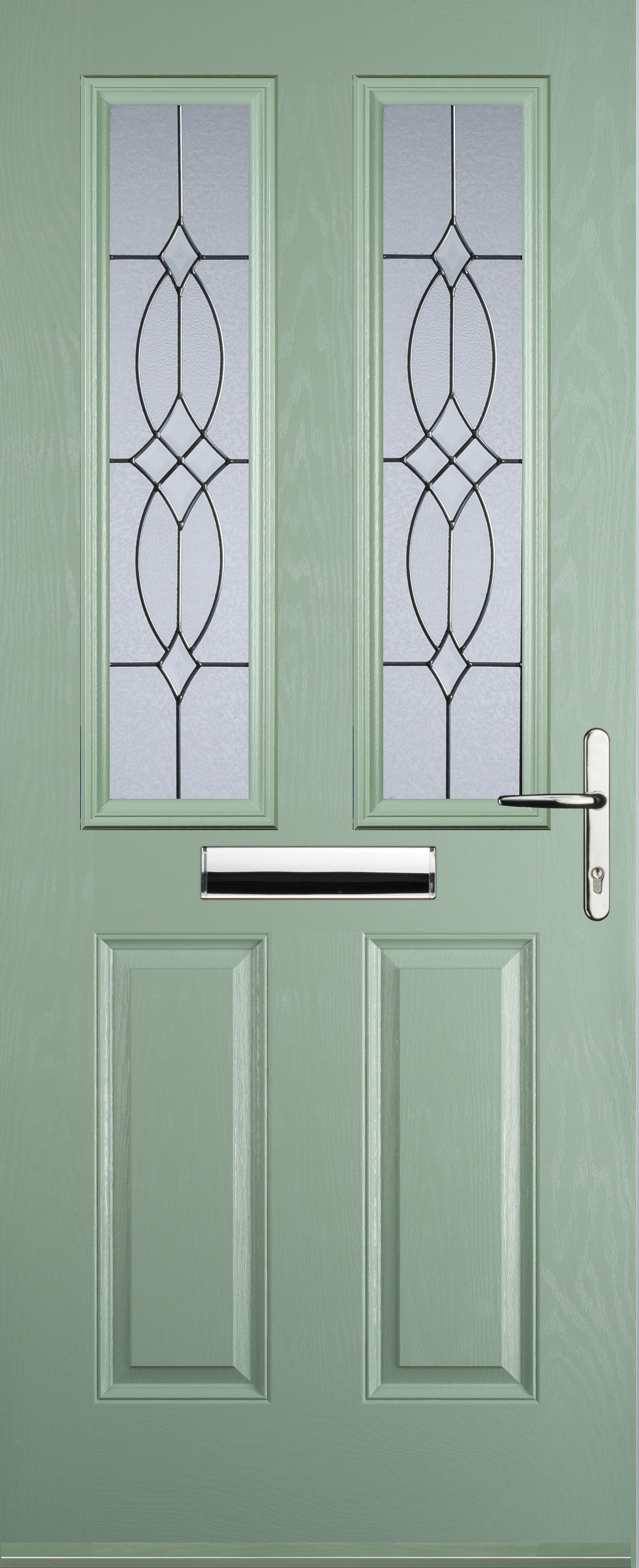 Image of Euramax 2 Panel 2 Square Left Hand Chartwell Green Composite Door - 880 x 2100mm