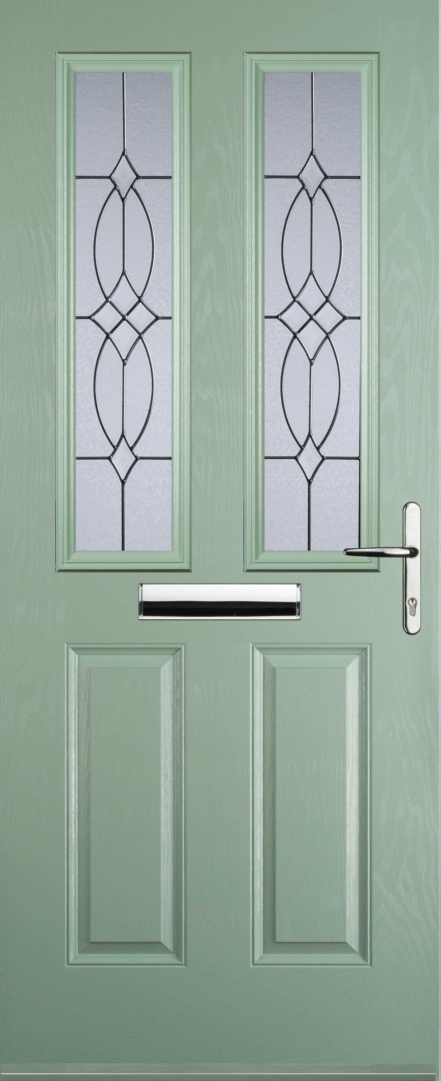 Image of Euramax 2 Panel 2 Square Left Hand Chartwell Green Composite Door - 880 x 2100mm