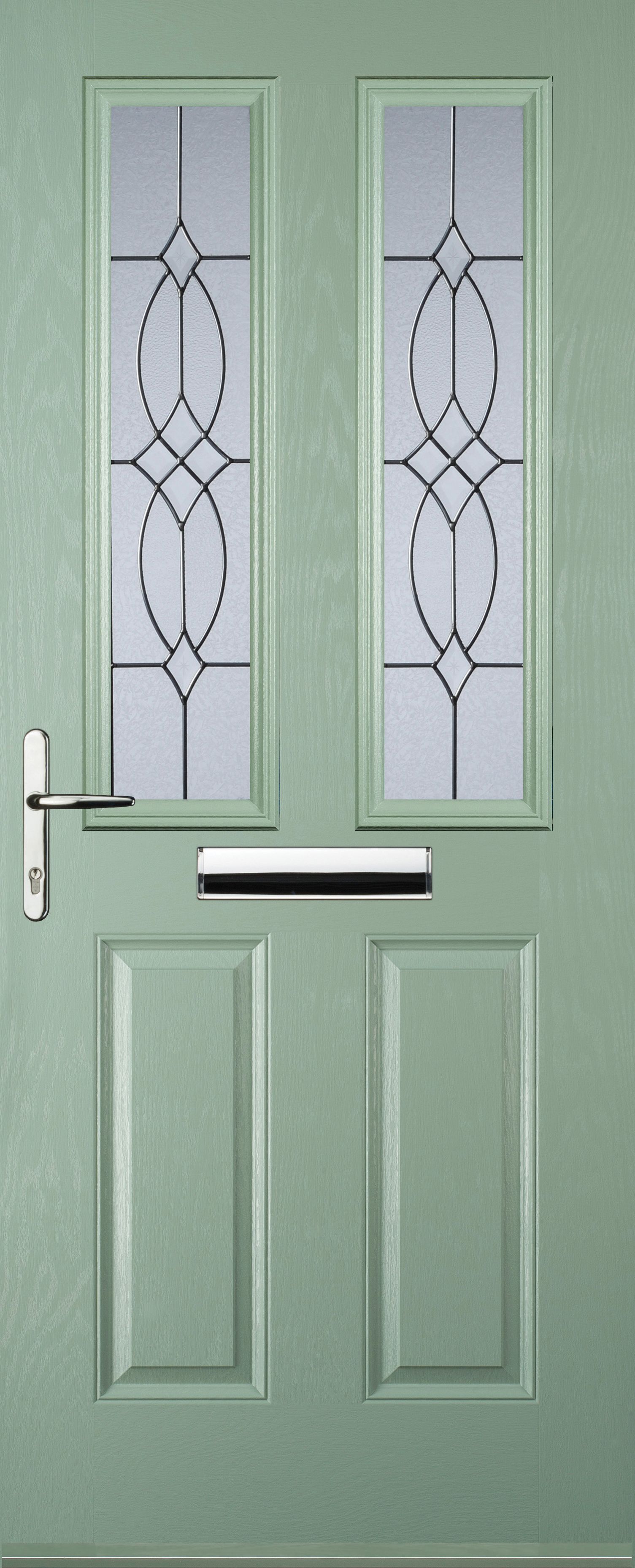 Image of Euramax 2 Panel 2 Square Right Hand Chartwell Green Composite Door - 920 x 2100mm