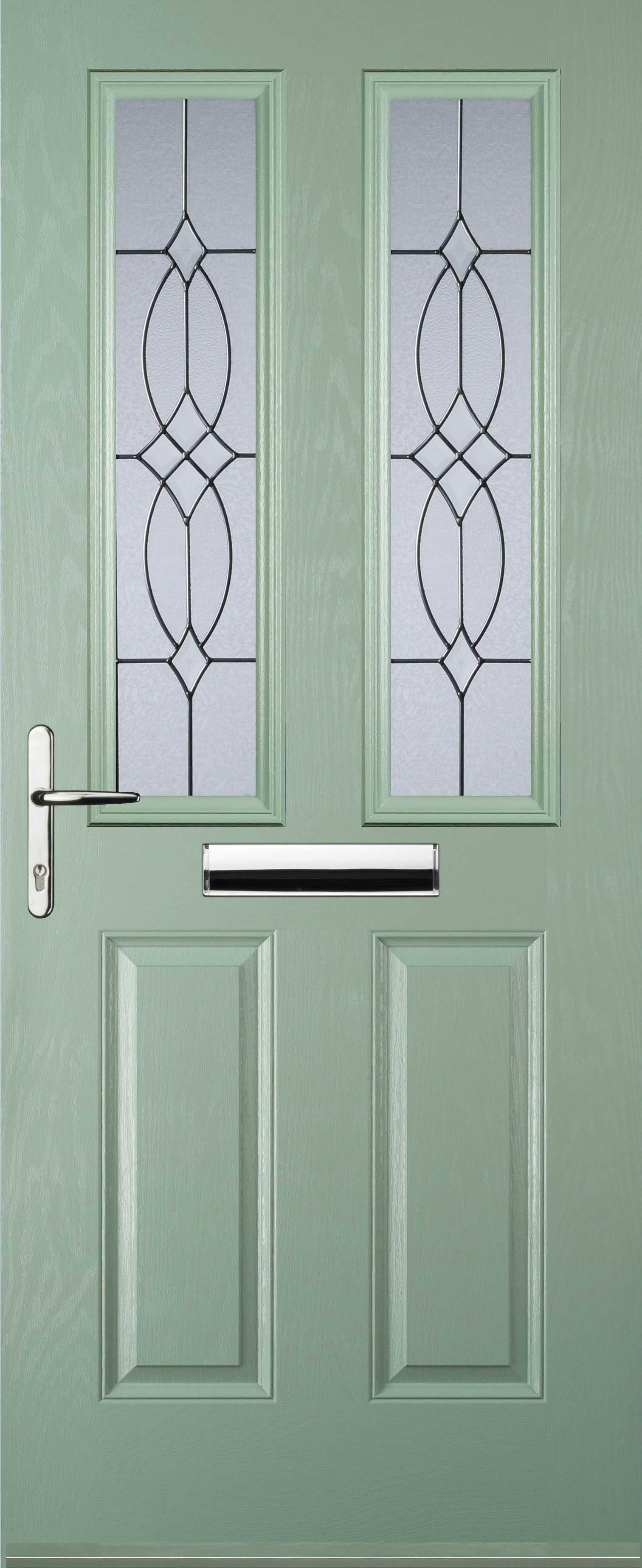 Image of Euramax 2 Panel 2 Square Right Hand Chartwell Green Composite Door - 880 x 2100mm
