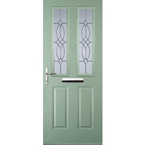 Image of Euramax 2 Panel 2 Square Right Hand Chartwell Green Composite Door - 880 x 2100mm