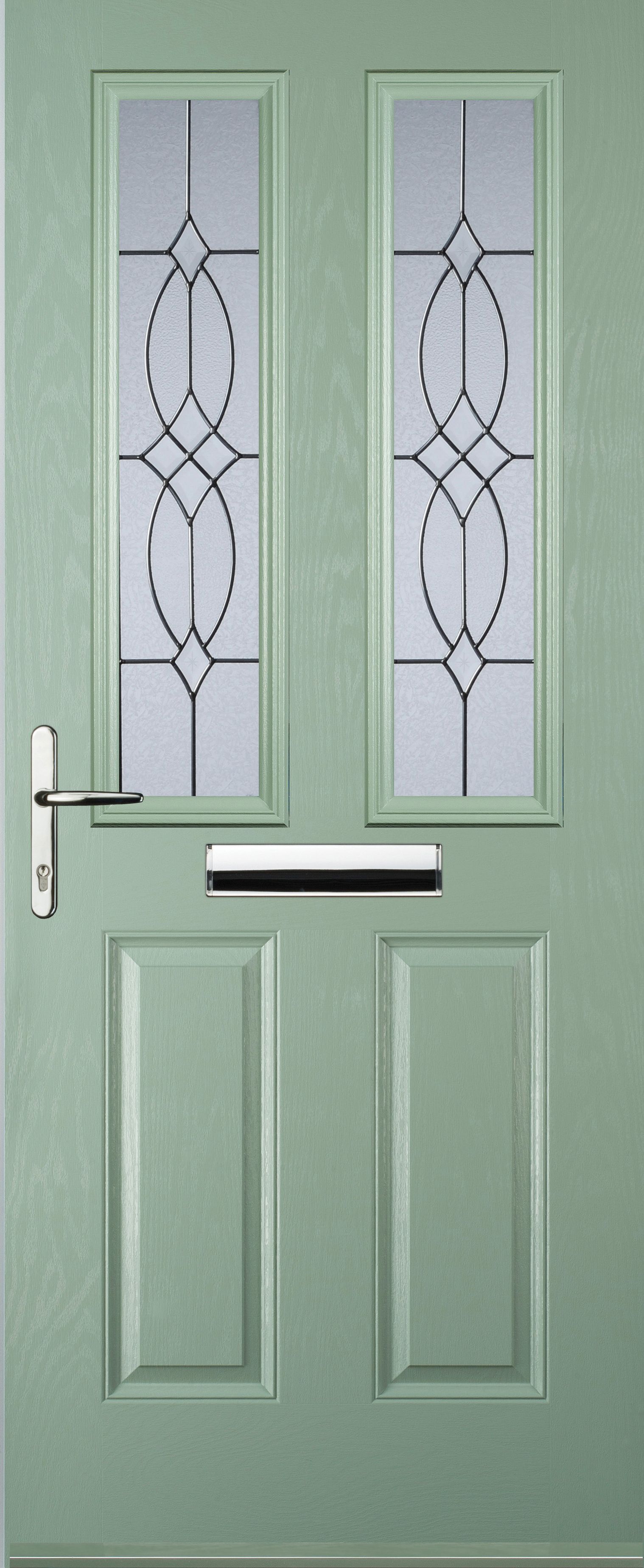 Image of Euramax 2 Panel 2 Square Right Hand Chartwell Green Composite Door - 840 x 2100mm