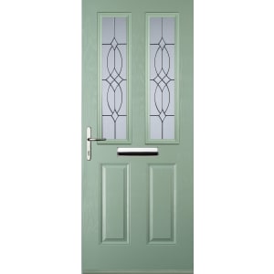 Image of Euramax 2 Panel 2 Square Right Hand Chartwell Green Composite Door - 840 x 2100mm