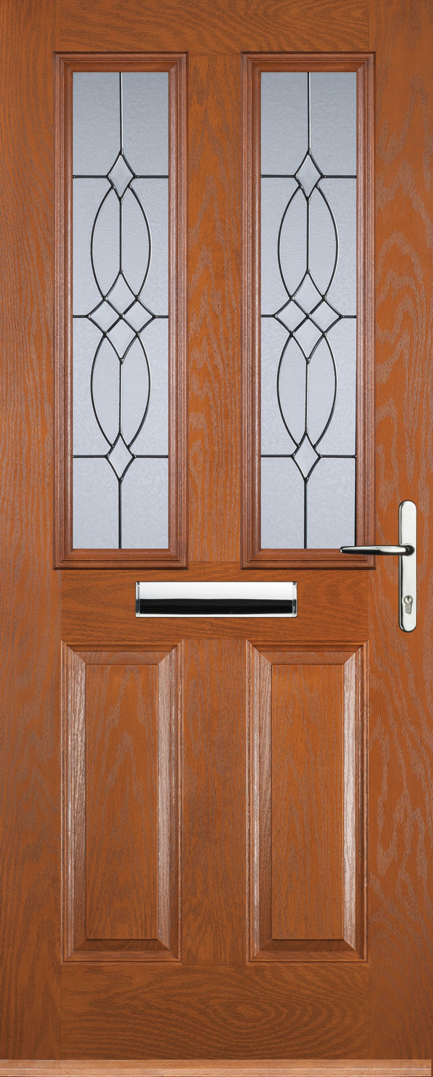Image of Euramax 2 Panel 2 Square Left Hand Oak Composite Door - 920 x 2100mm
