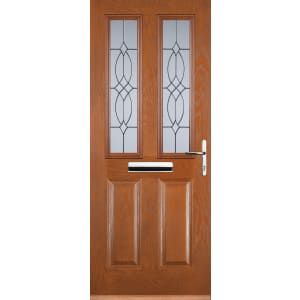 Image of Euramax 2 Panel 2 Square Left Hand Oak Composite Door - 920 x 2100mm
