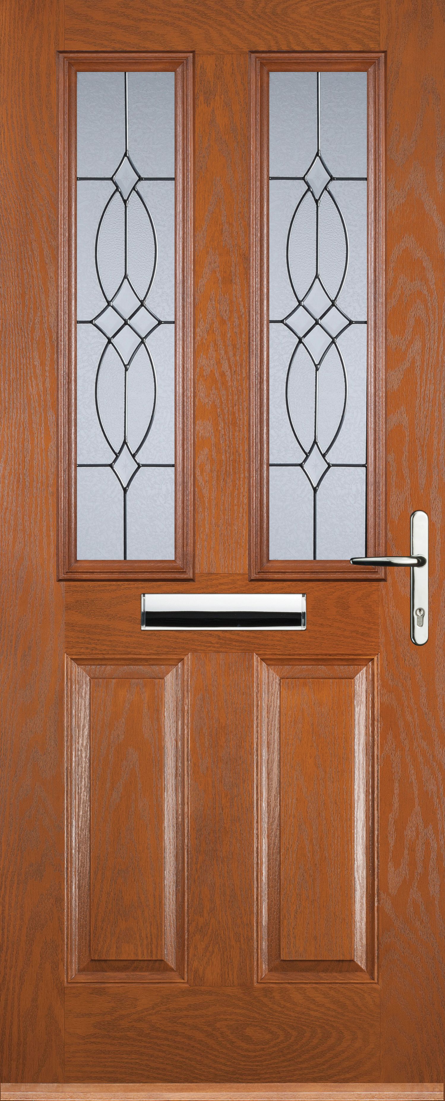 Image of Euramax 2 Panel 2 Square Left Hand Oak Composite Door - 880 x 2100mm