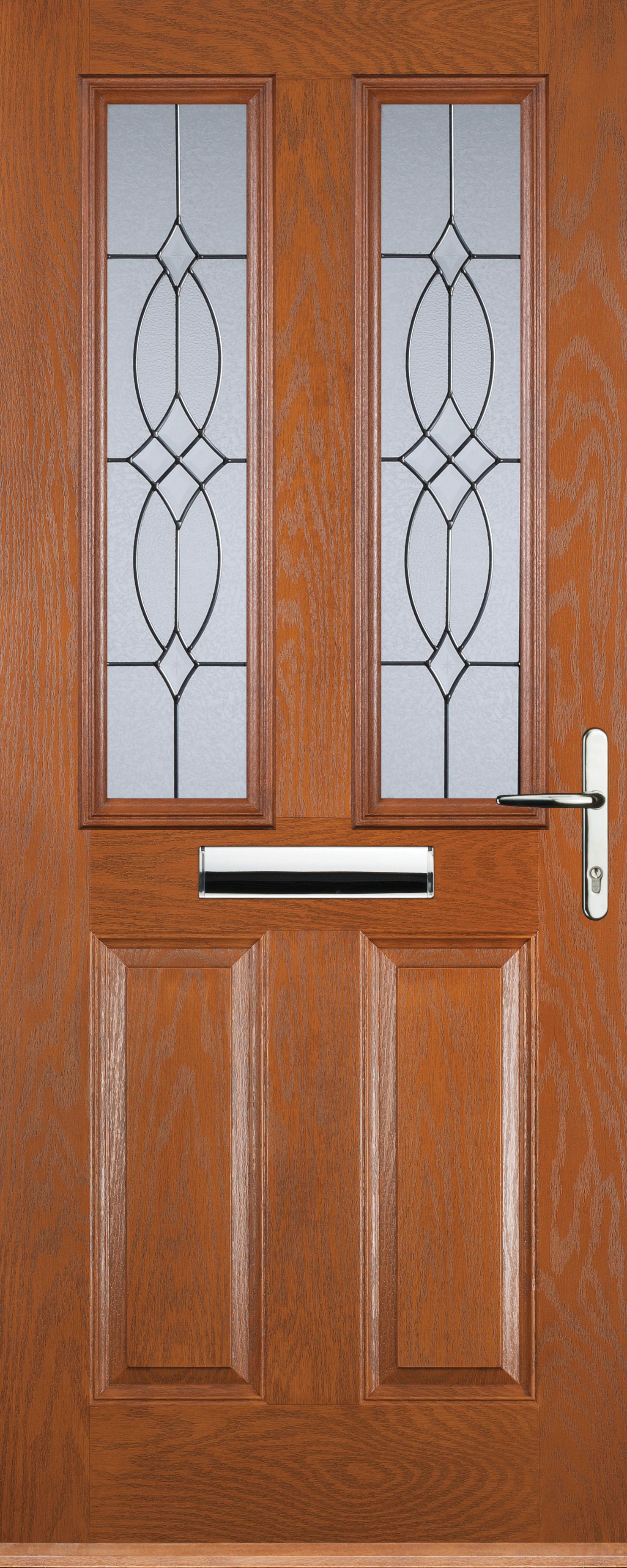 Euramax 2 Panel 2 Square Left Hand Oak Composite Door - 840 x 2100mm