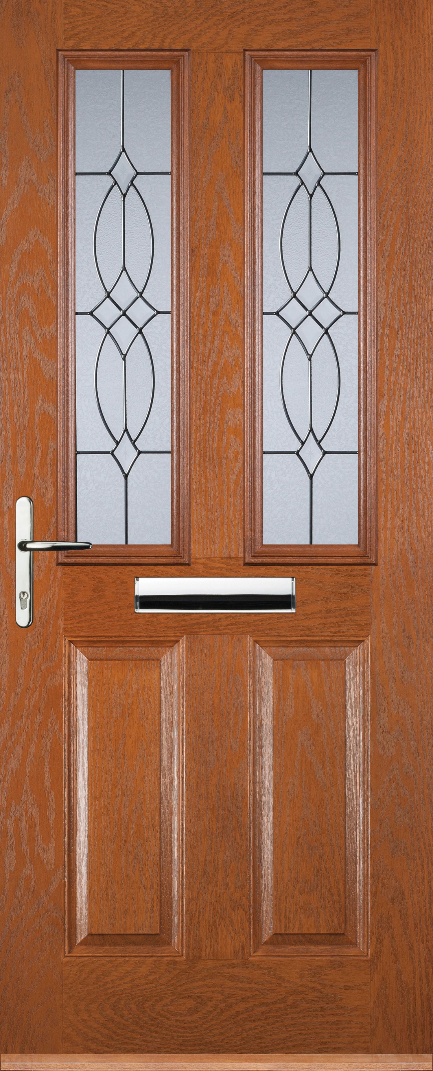 Image of Euramax 2 Panel 2 Square Right Hand Oak Composite Door - 920 x 2100mm