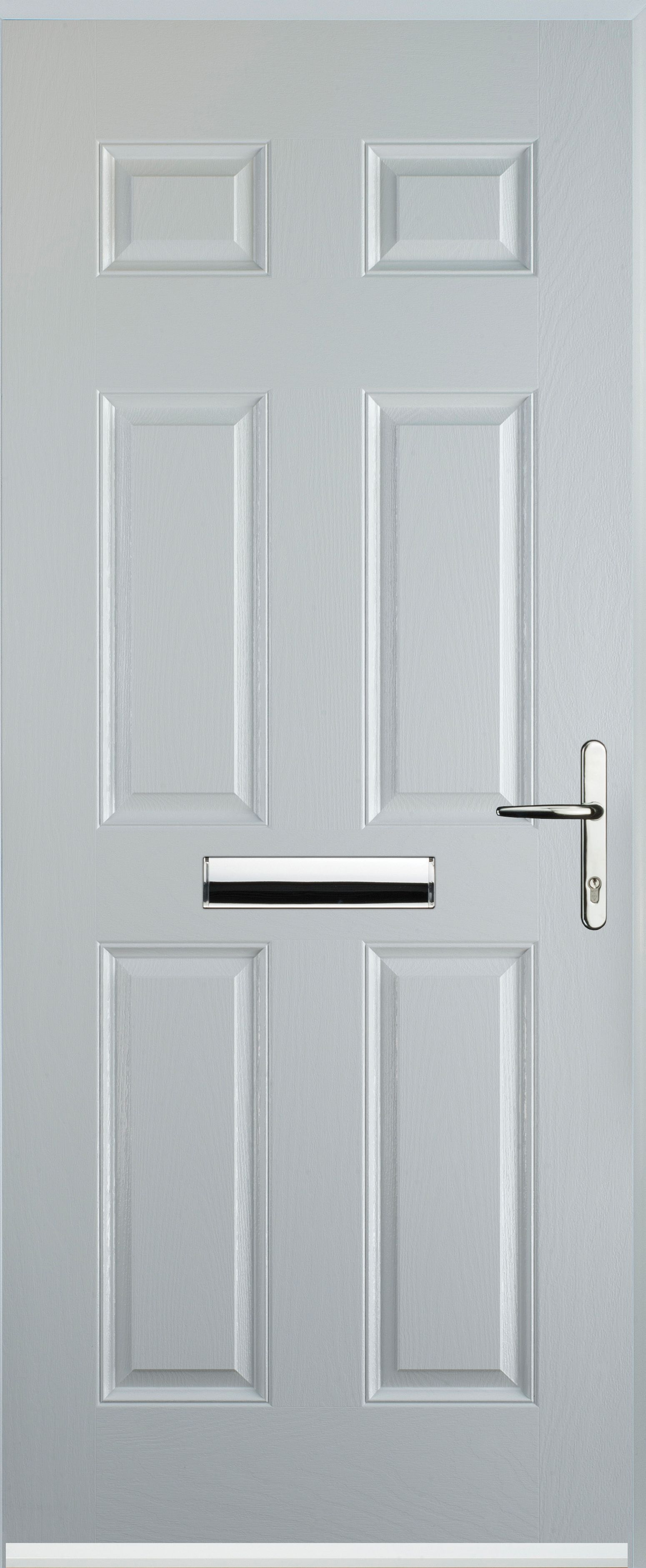 Euramax 6 Panel Left Hand White Composite Door - 880 x 2100mm