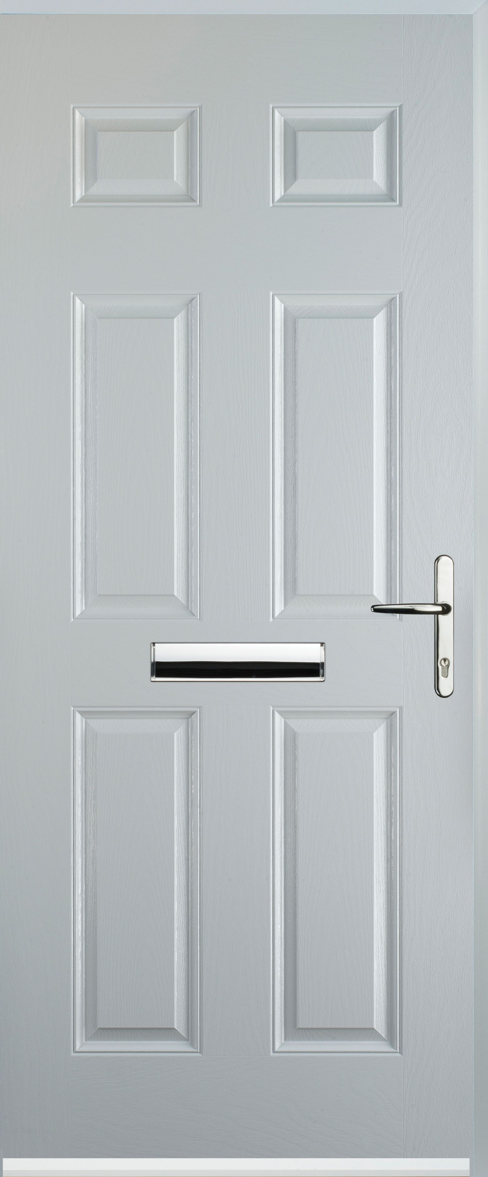 Image of Euramax 6 Panel Left Hand White Composite Door - 840 x 2100mm
