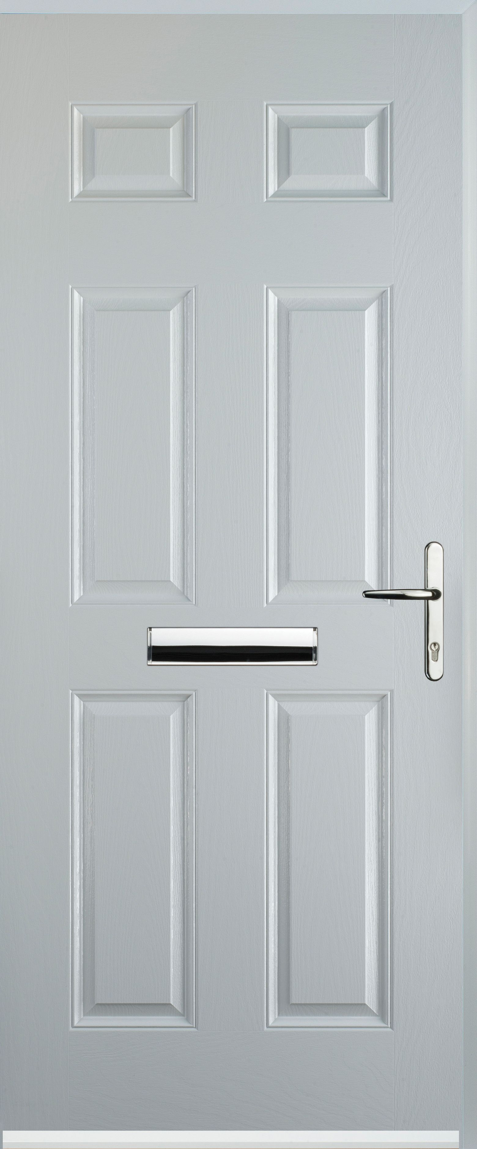 Euramax 6 Panel Left Hand White Composite Door - 840 x 2100mm