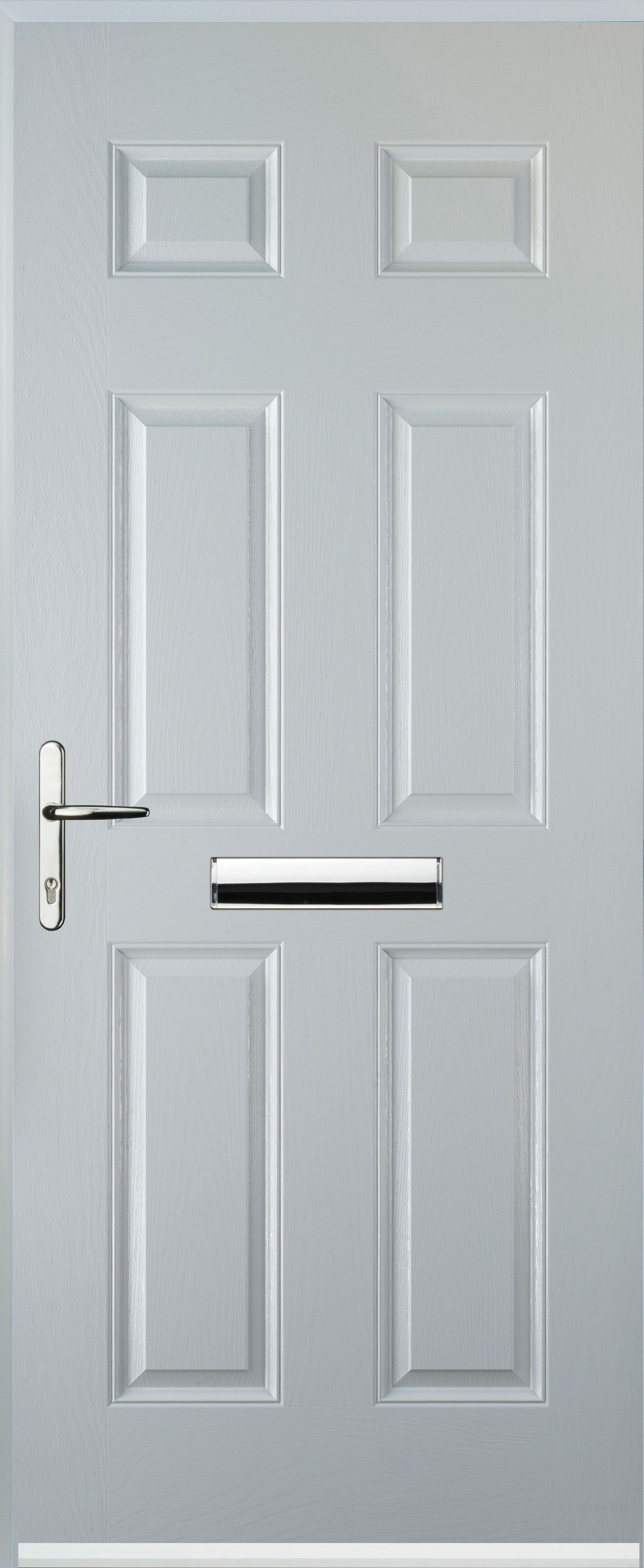 Euramax 6 Panel Right Hand White White Composite Door - 920 x 2100mm
