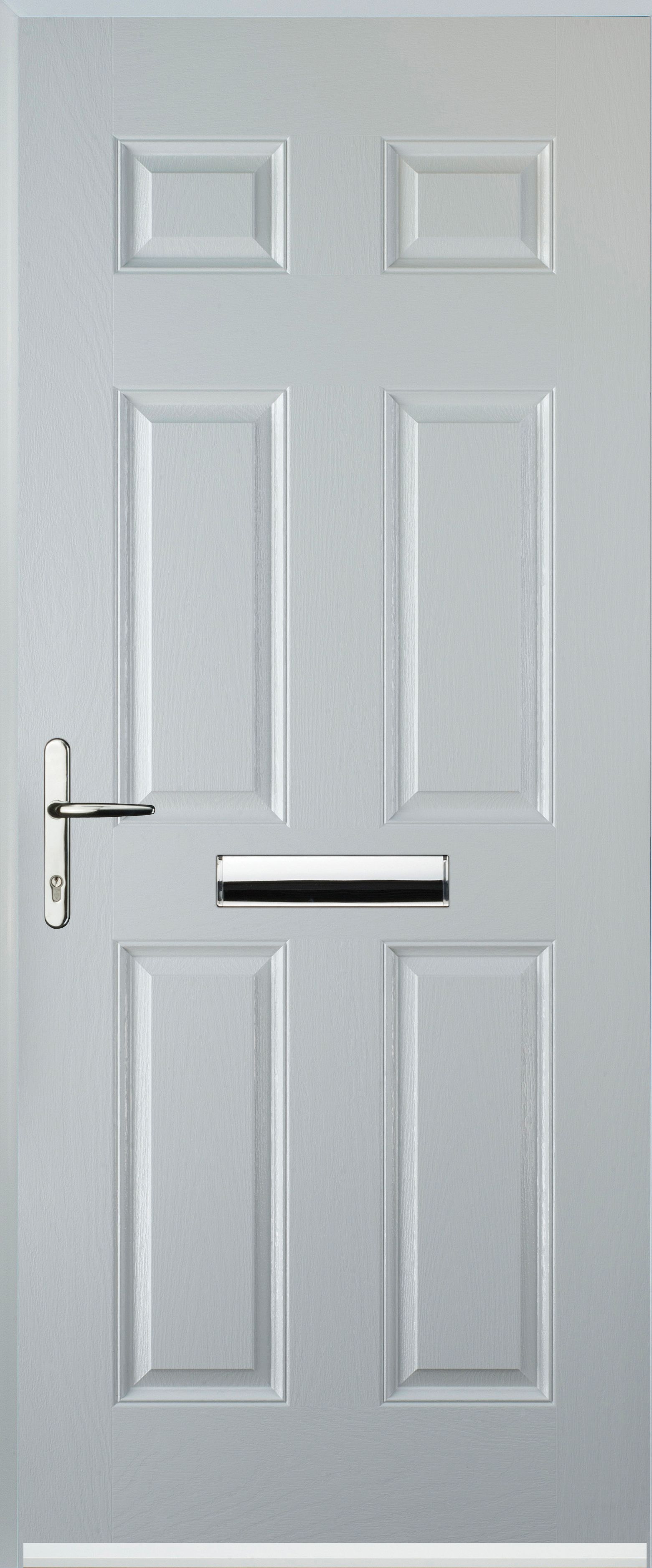 Euramax 6 Panel Right Hand White Composite Door - 880 x 2100mm