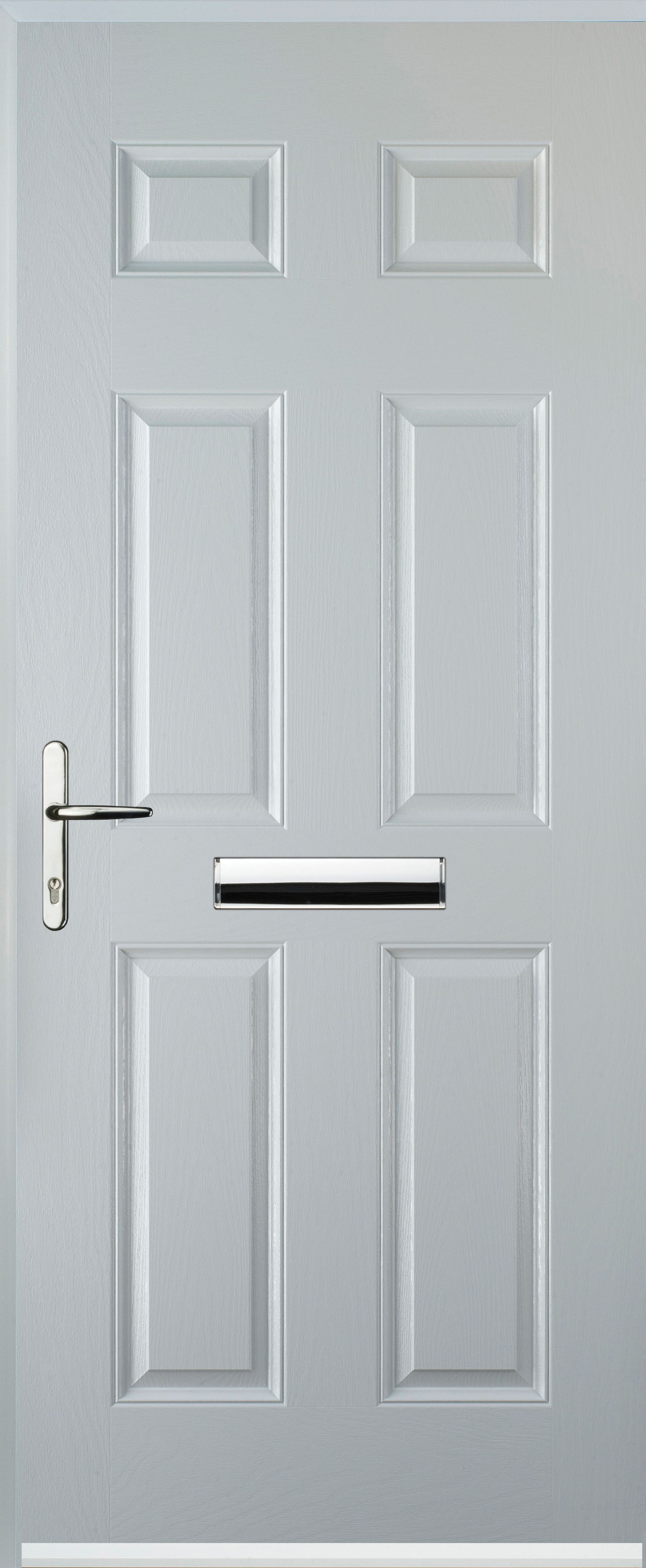 Euramax 6 Panel Right Hand White Composite Door - 840 x 2100mm