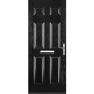 Image of Euramax 6 Panel Left Hand Black Composite Door - 840 x 2100mm
