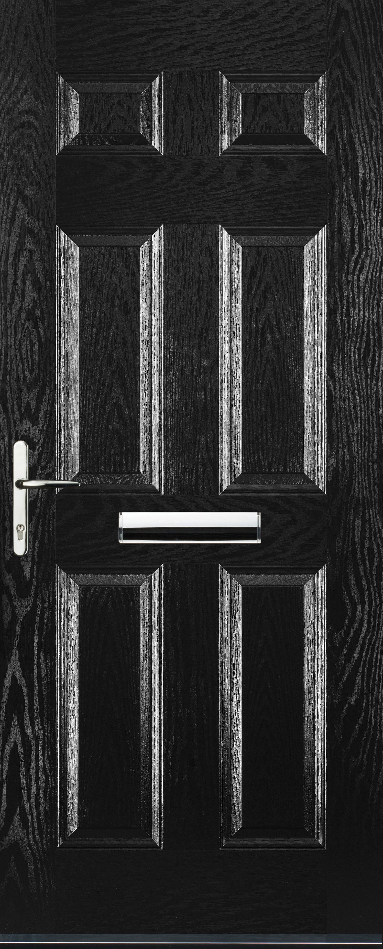 Euramax 6 Panel Right Hand Blcak Composite Door - 920 x 2100mm
