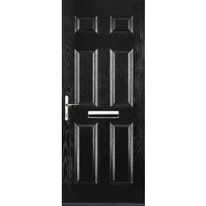 Euramax 6 Panel Black Right Hand Composite Door