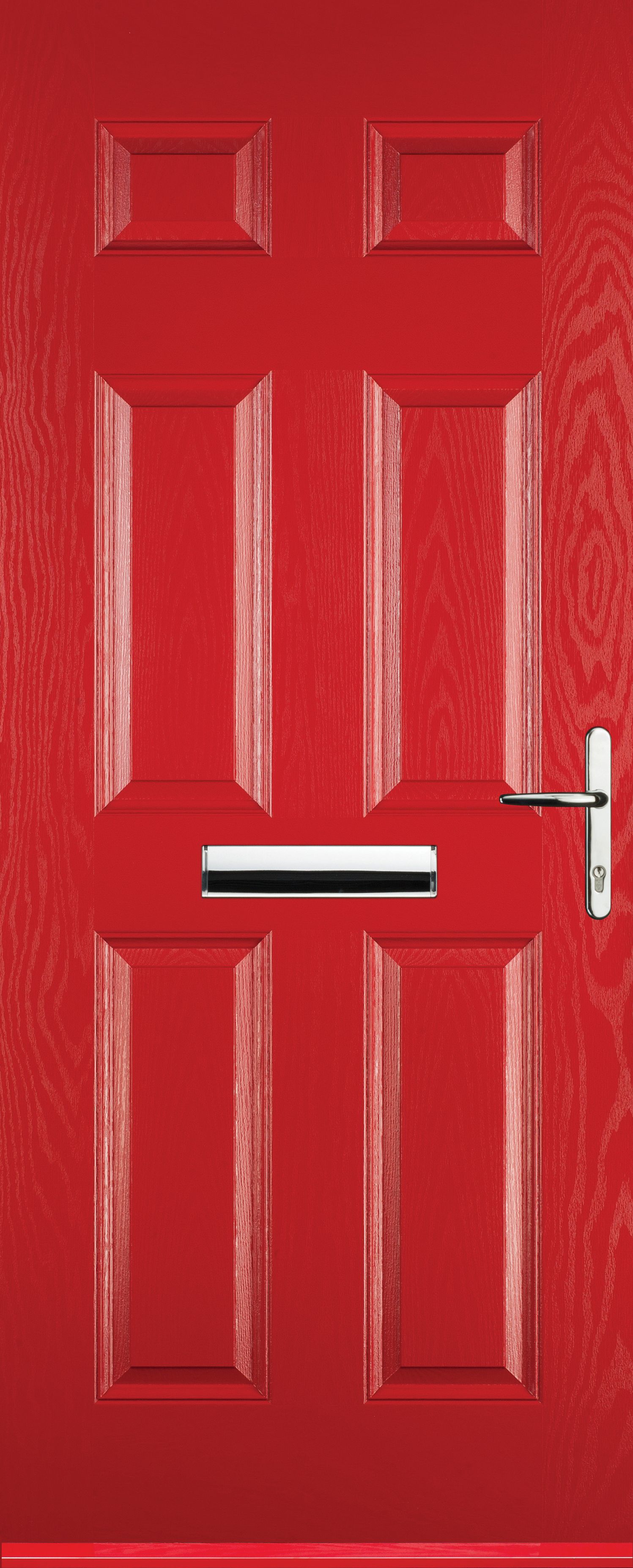 Image of Euramax 6 Panel Left Hand Red Composite Door - 920 x 2100mm