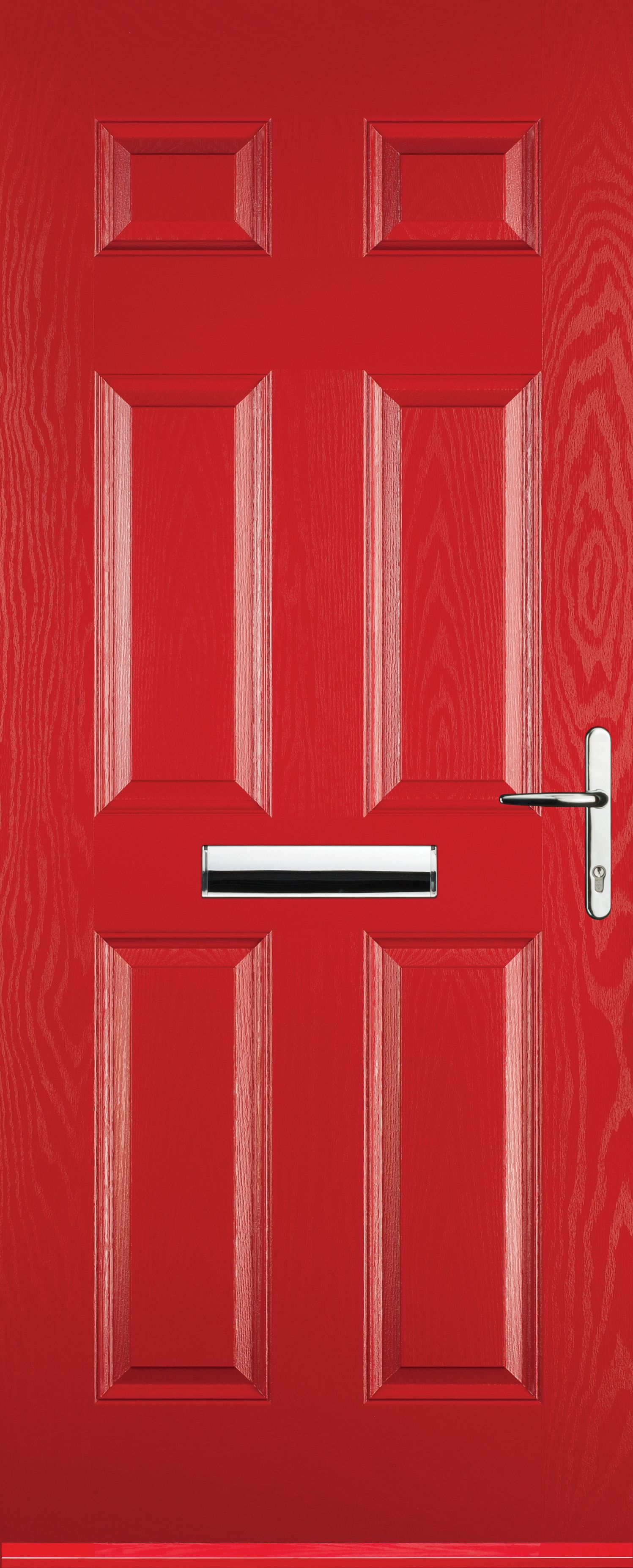 Euramax 6 Panel Left Hand Red Composite Door - 920 x 2100mm