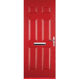 Image of Euramax 6 Panel Left Hand Red Composite Door - 920 x 2100mm