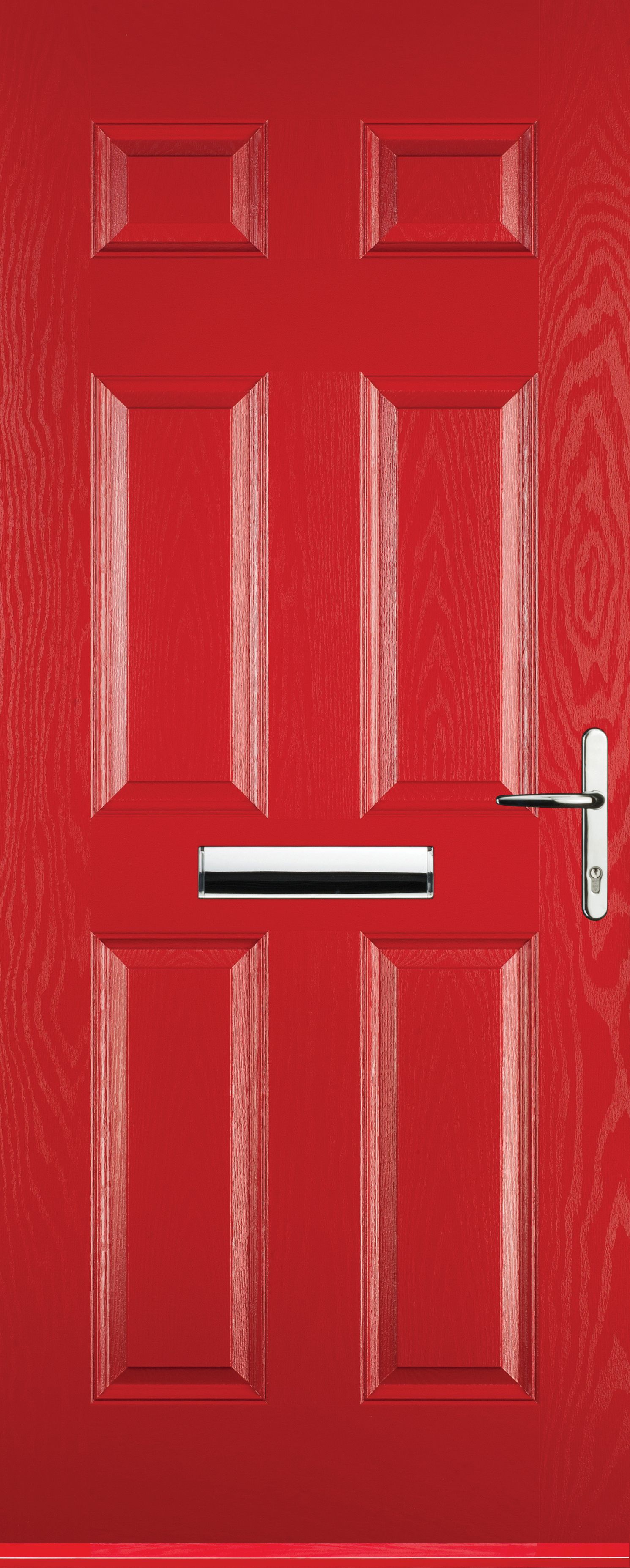 Image of Euramax 6 Panel Left Hand Red Composite Door - 880 x 2100mm