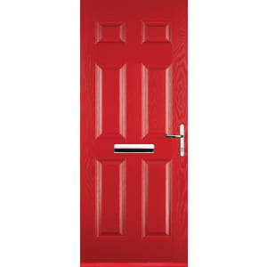 Image of Euramax 6 Panel Left Hand Red Composite Door - 880 x 2100mm