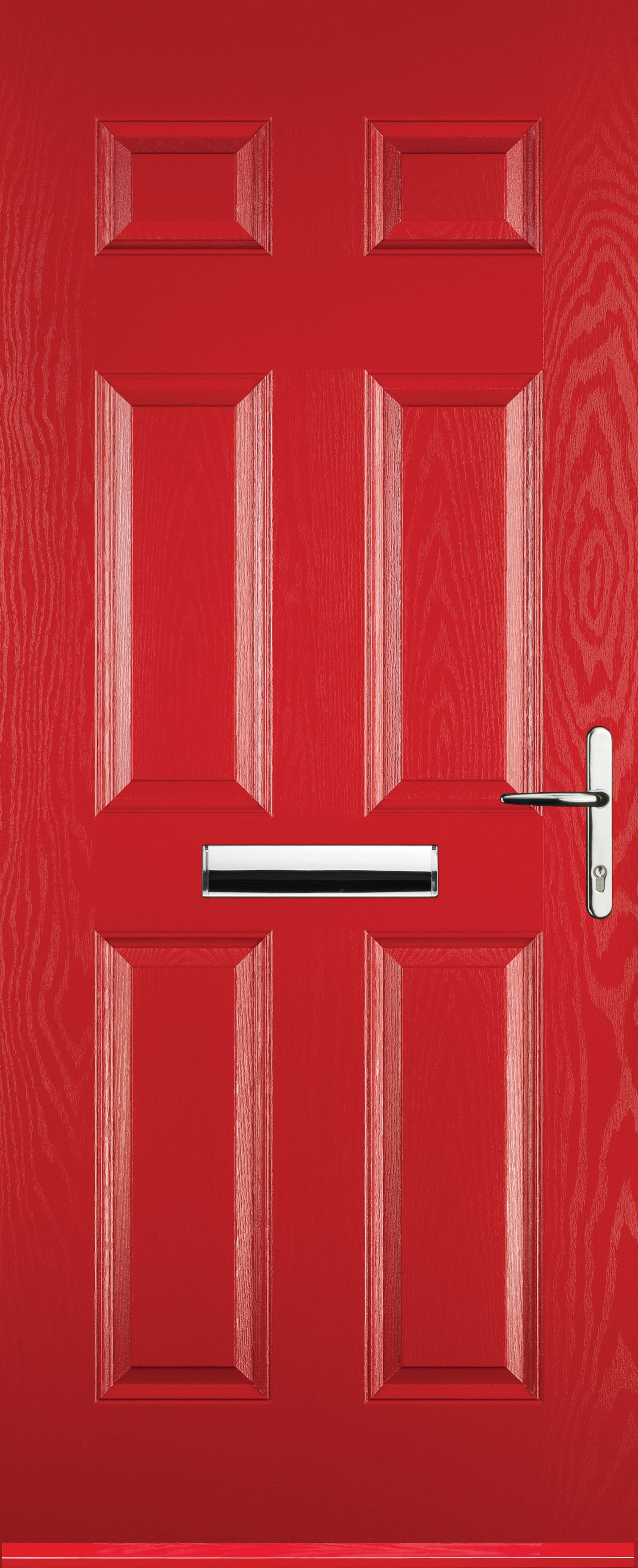 Image of Euramax 6 Panel Left Hand Red Composite Door - 840 x 2100mm