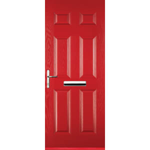 Image of Euramax 6 Panel Right Hand Red Composite Door - 880 x 2100mm