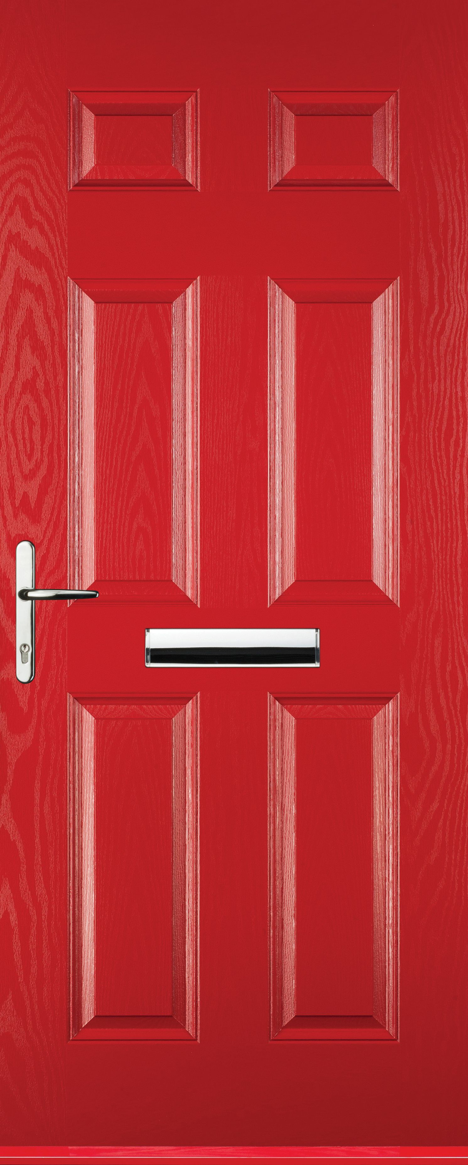 Image of Euramax 6 Panel Right Hand Red Composite Door - 840 x 2100mm