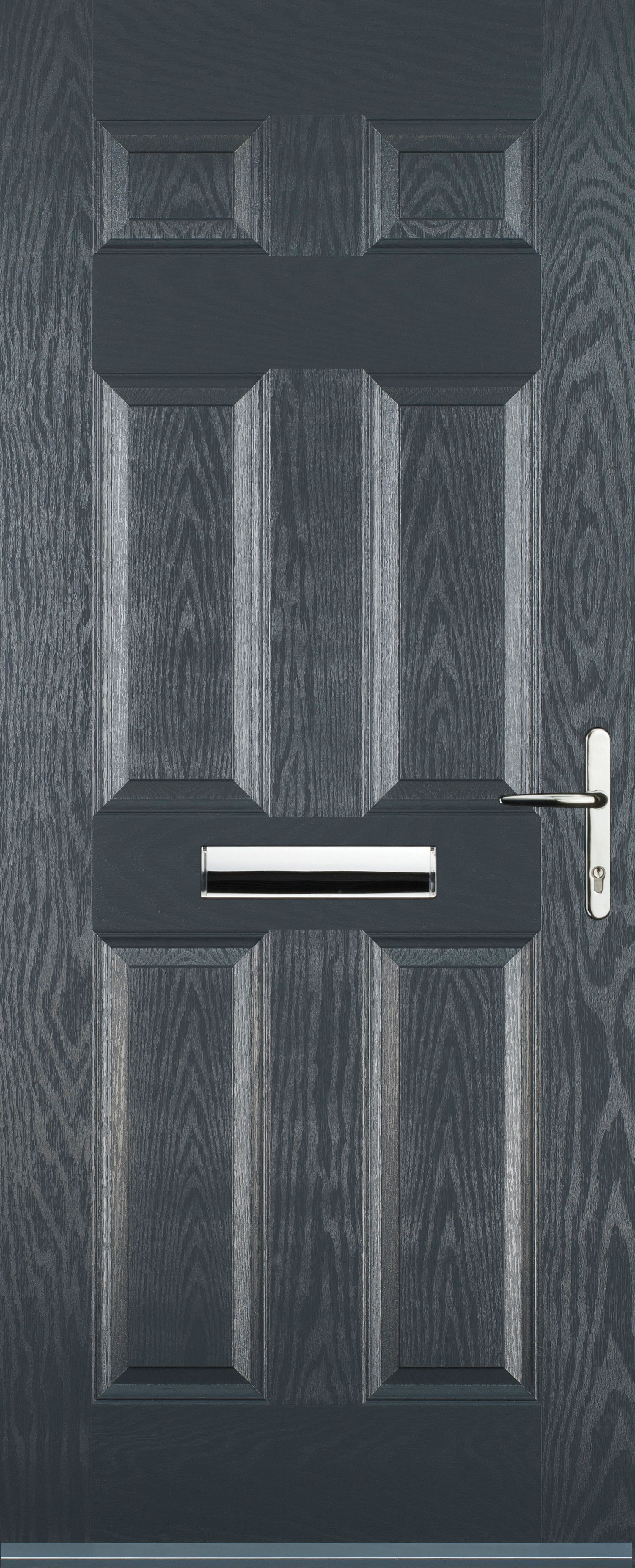 Image of Euramax 6 Panel Left Hand Grey Composite Door - 920 x 2100mm