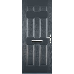 Image of Euramax 6 Panel Left Hand Grey Composite Door - 920 x 2100mm