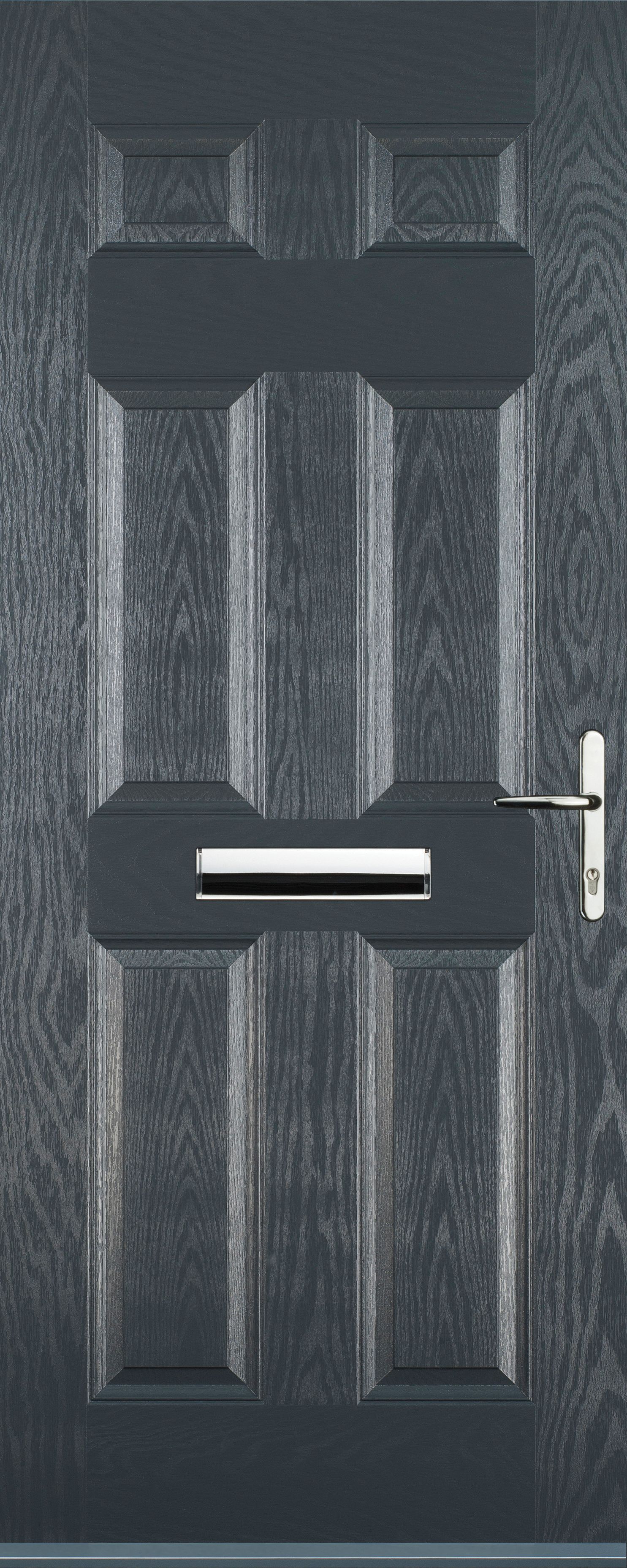 Euramax 6 Panel Left Hand Grey Composite Door - 880 x 2100mm