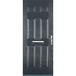 Image of Euramax 6 Panel Left Hand Grey Composite Door - 880 x 2100mm