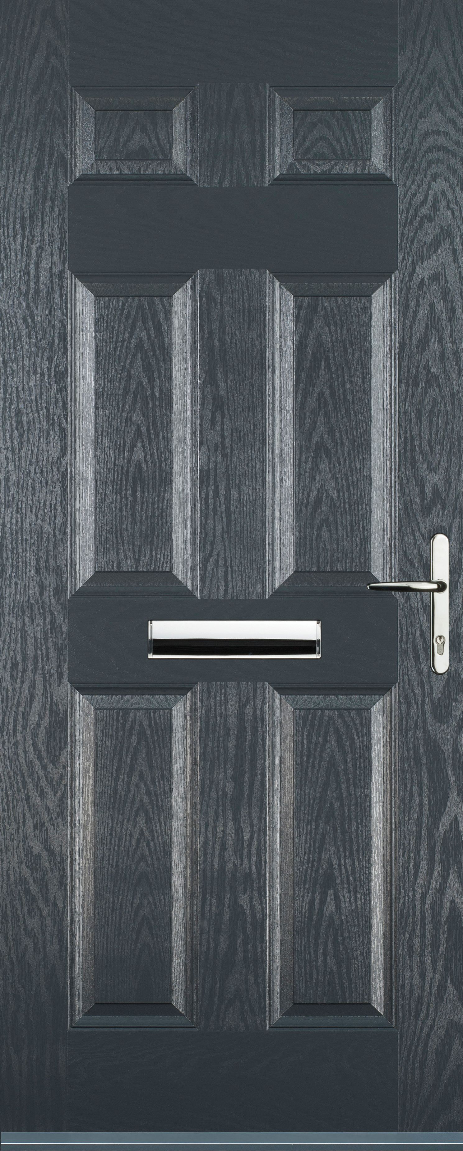 Image of Euramax 6 Panel Left Hand Grey Composite Door - 840 x 2100mm