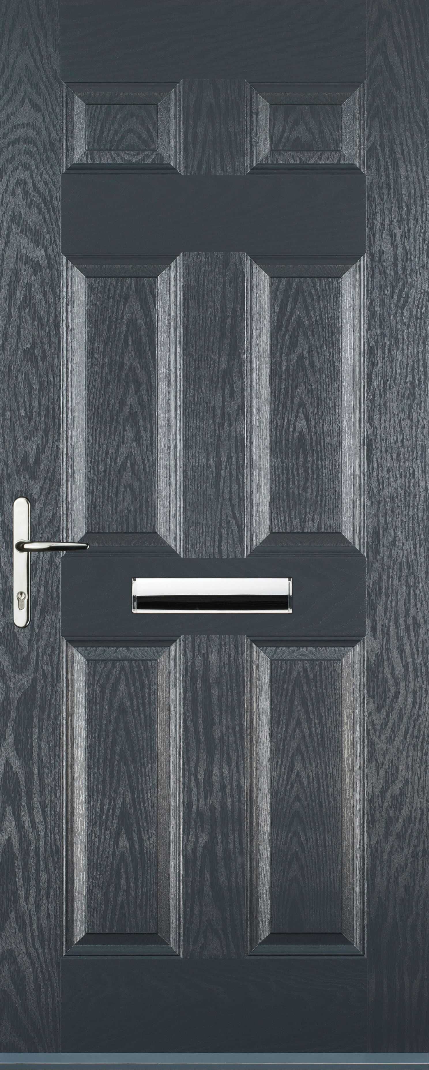 Euramax 6 Panel Right Hand Grey Composite Door - 920 x 2100mm