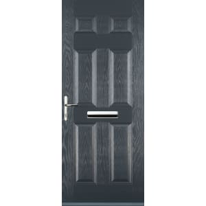 Image of Euramax 6 Panel Right Hand Grey Composite Door - 920 x 2100mm
