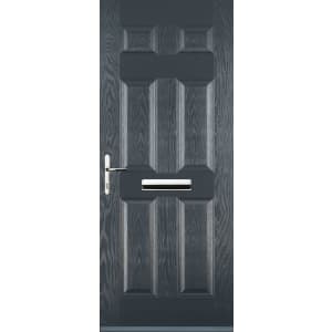 Image of Euramax 6 Panel Right Hand Grey Composite Door - 840 x 2100mm
