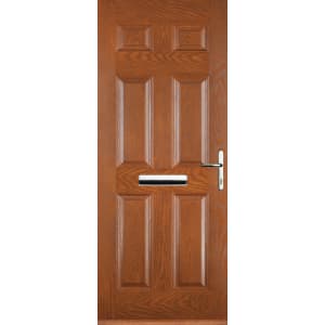 Euramax 6 Panel Oak Left Hand Composite Door