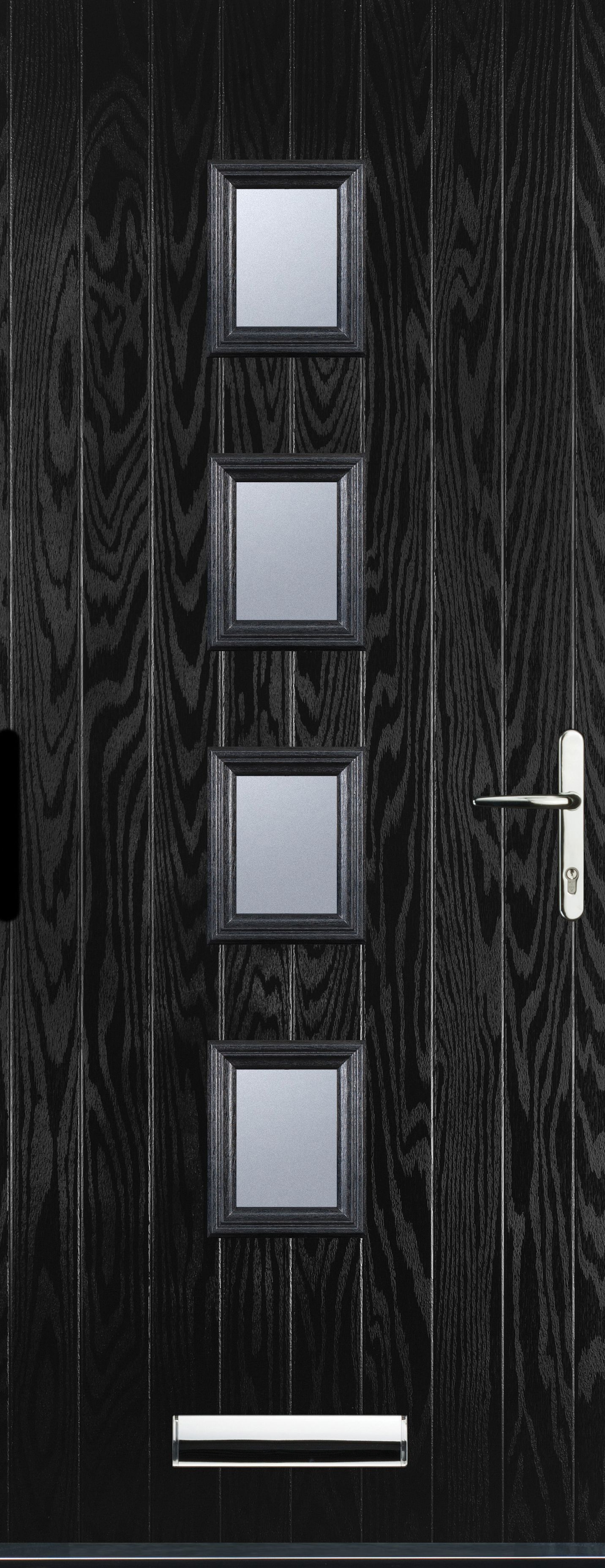 Image of Euramax 4 Square Left Hand Black Composite Door - 920 x 2100mm