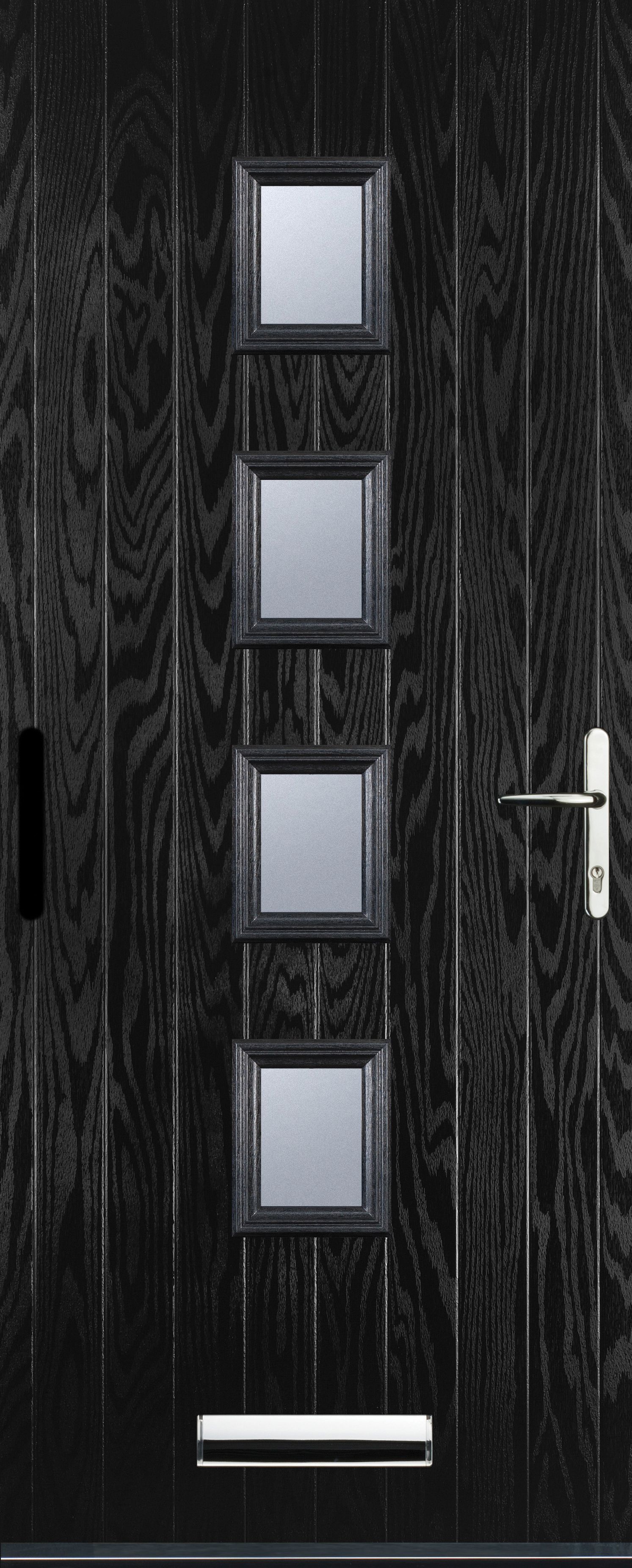 Image of Euramax 4 Square Left Hand Black Composite Door - 880 x 2100mm