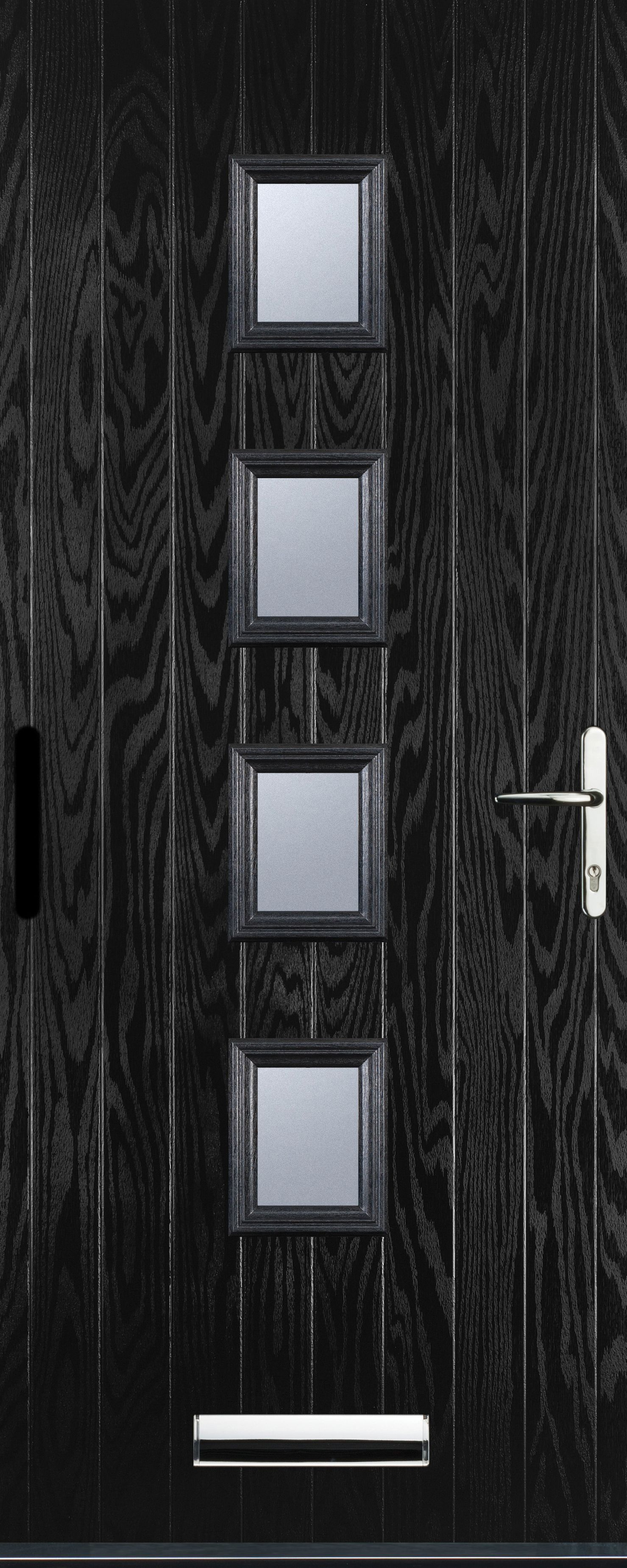 Image of Euramax 4 Square Left Hand Black Composite Door - 840 x 2100mm