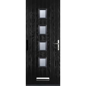 Image of Euramax 4 Square Left Hand Black Composite Door - 840 x 2100mm