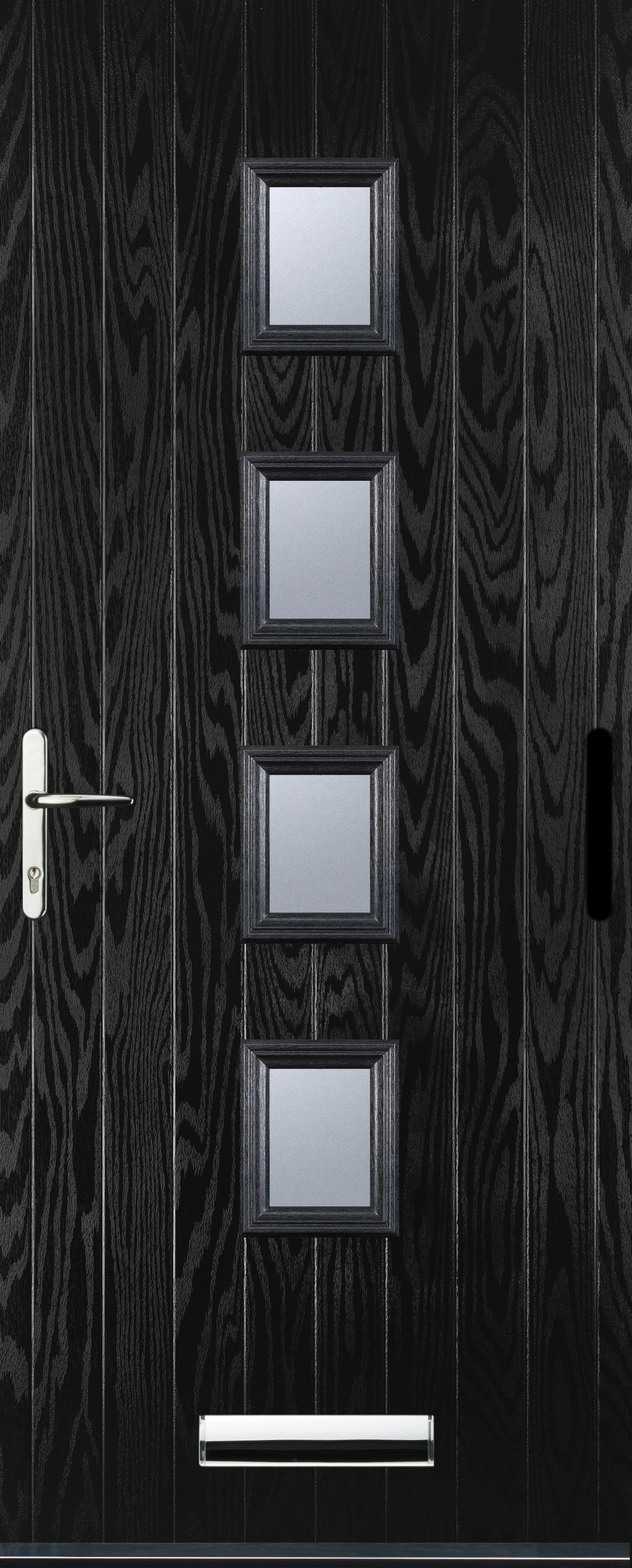Euramax 4 Square Right Hand Black Composite Door - 920 x 2100mm