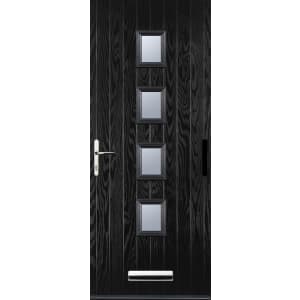 Image of Euramax 4 Square Right Hand Black Composite Door - 920 x 2100mm