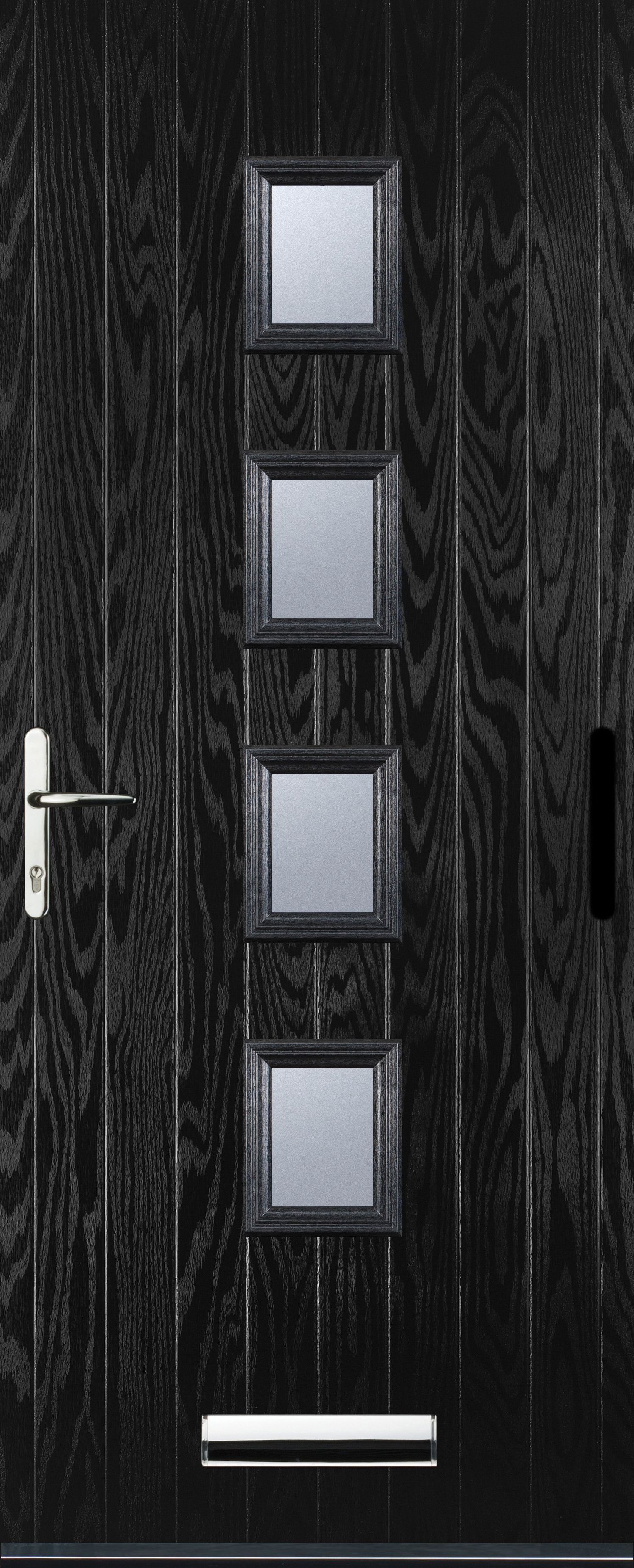 Image of Euramax 4 Square Right Hand Black Composite Door - 880 x 2100mm