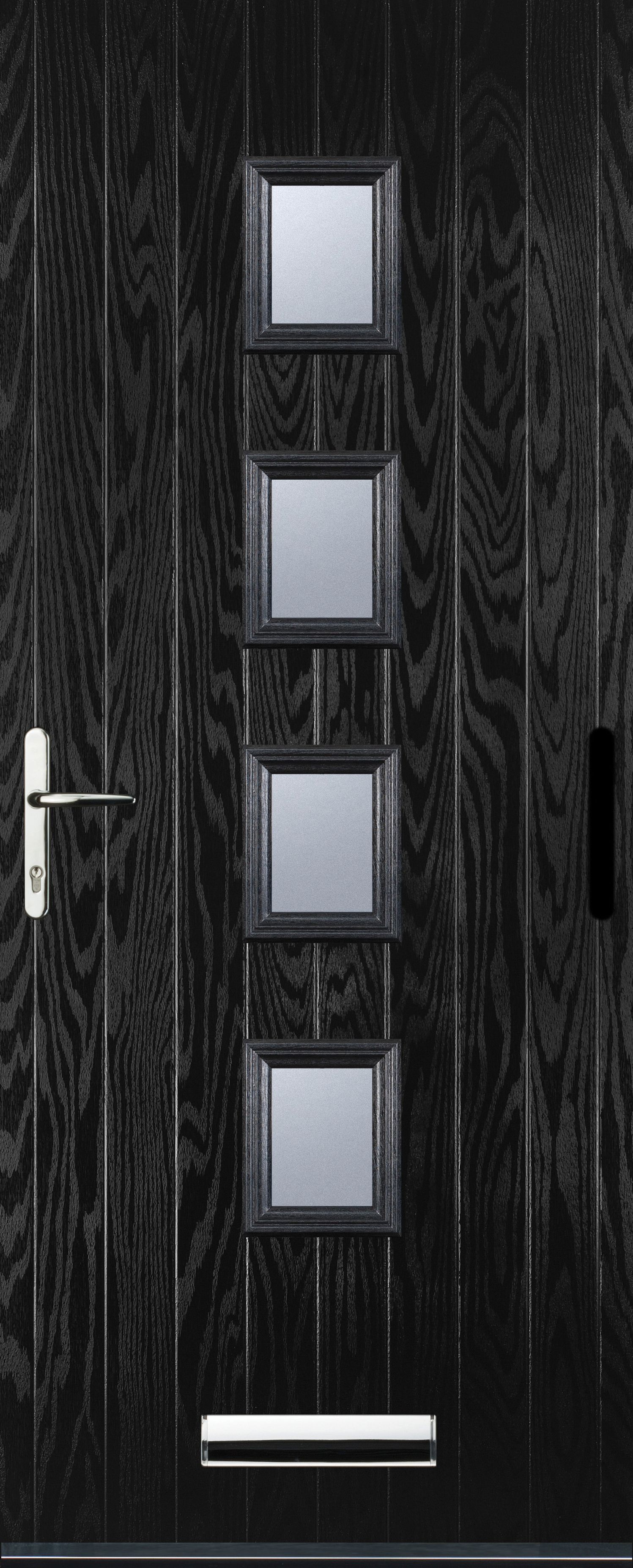 Euramax 4 Square Right Hand Black Composite Door - 880 x 2100mm